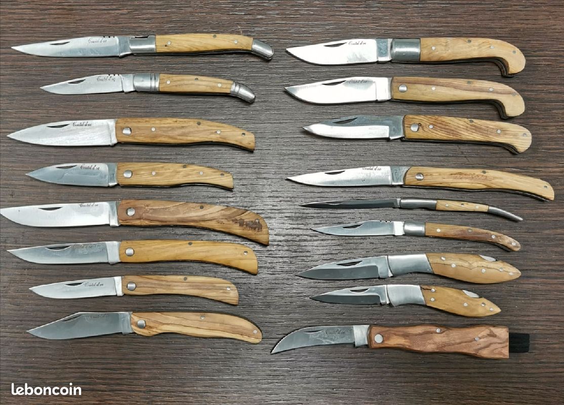 500 couteaux Pliant manche en bois d Olivier - 1