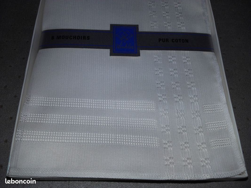 Mouchoirs pur coton blanc neufs - 1