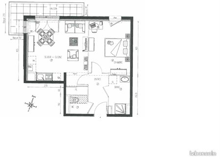 Appartement 2 pièces 43 m² - 1