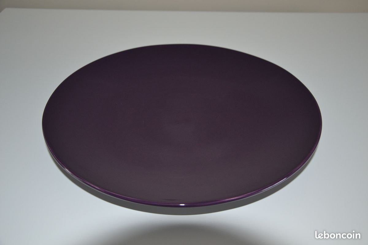 Grand plat couleur aubergine/pourpre diamètre 33 cm - 1