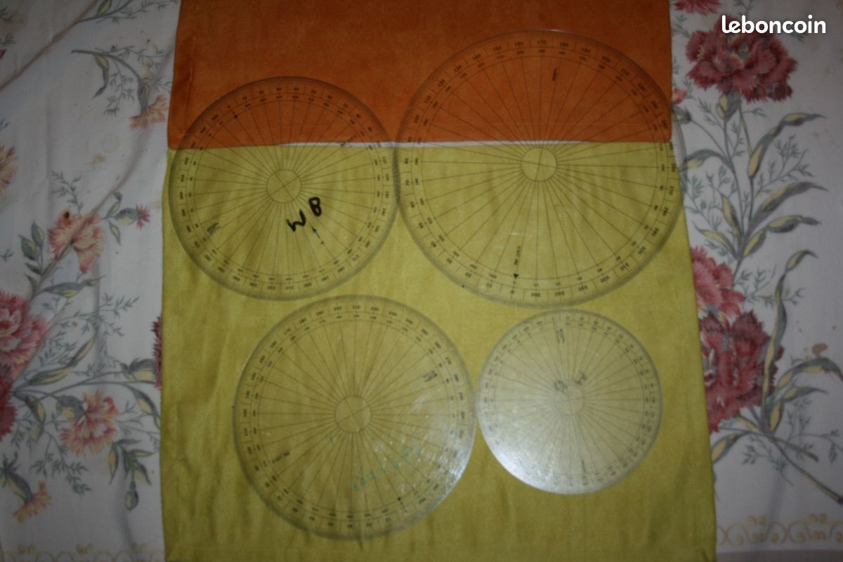 4 rapporteurs circulaires GRAPHOLEX, en degrés cercle entier, diamètre 15cm, 20cm et 25cm - 1