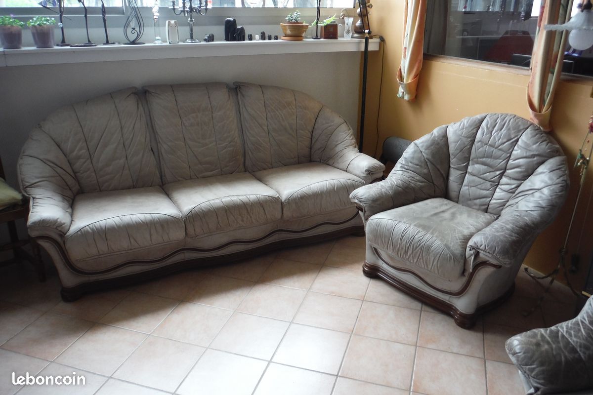 Canapé fauteuil cuir - 1