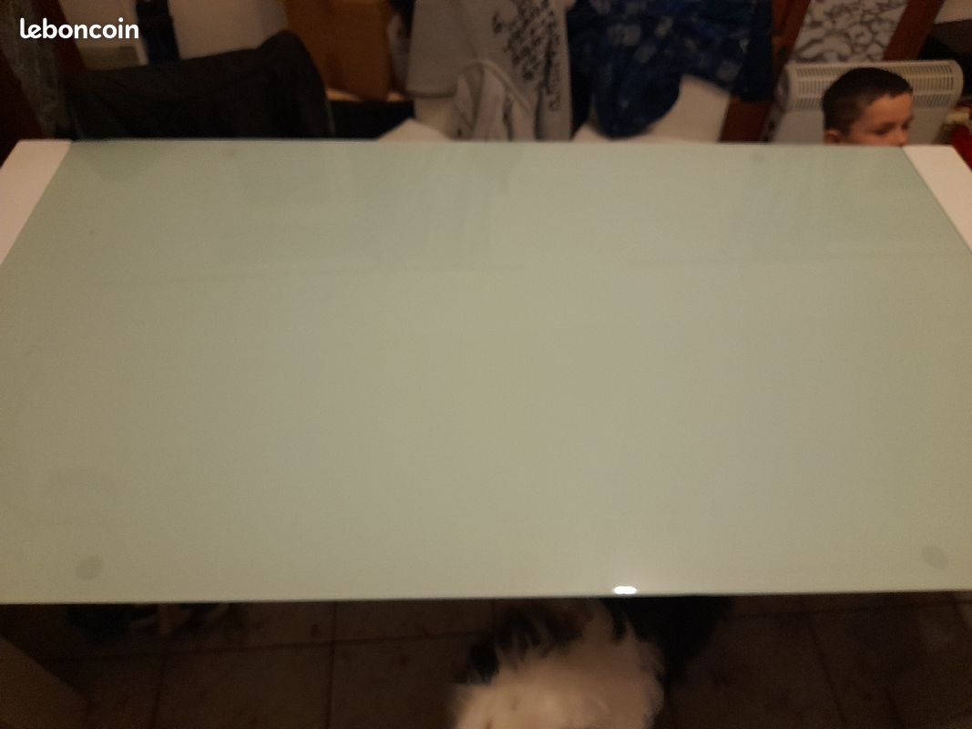 Table avec plateau en verre et rallonge - 1