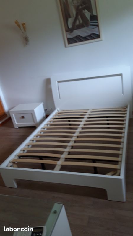 Chambre complète (lit +sommier + chevet + meuble TV) - 1