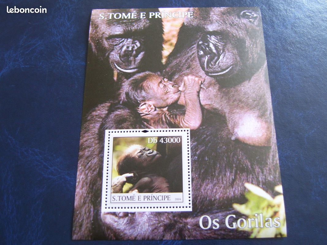 Bloc timbre singe gorille St Tome e Principe NO 3G - 1