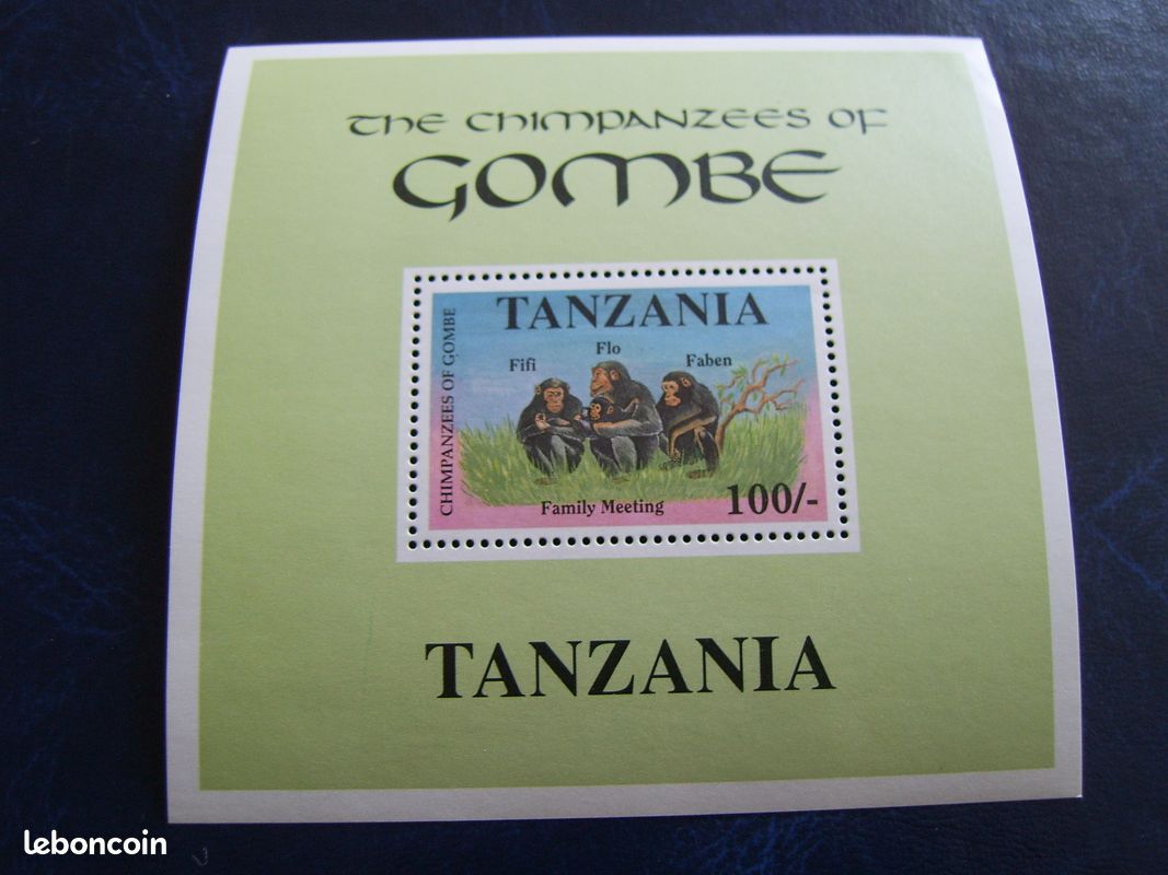 Bloc timbre animaux singe Tanzanie NO 1G - 1
