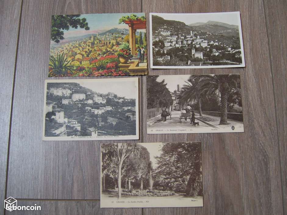 Lot 5 vieilles cartes postales Grasse 1F - 1