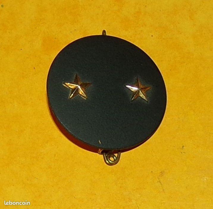 Insigne de béret, Général, 2 étoiles dorées, marquage relief, FABRICANT COINDEROUX PARIS ,HOMOLOGATI - 1