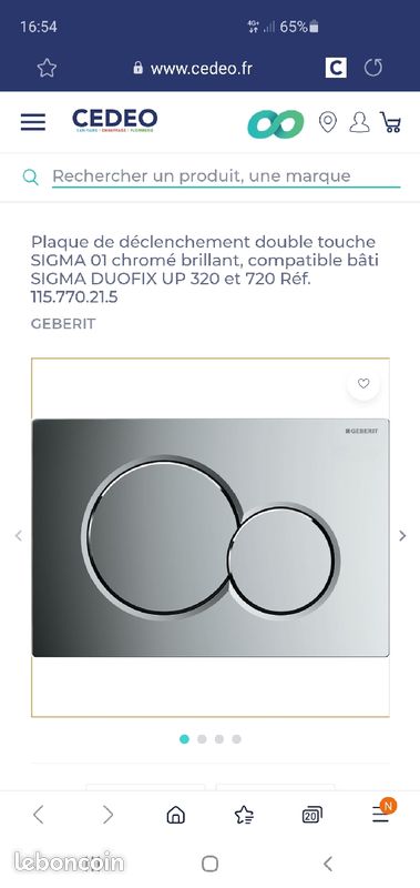 Plaque wc Sigma 01 chromé Geberit Chrome brillant 115770215 - 1