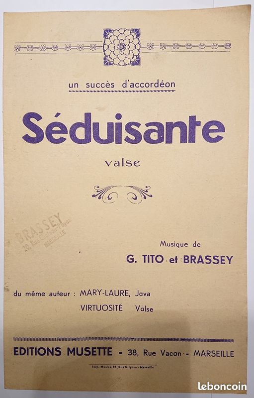 Partition - Seduisante ( valse) de G TITO et BRASSEY - 1