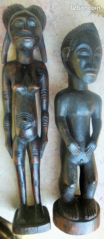 Paire statues Baoulé / Art africain ancien - 1