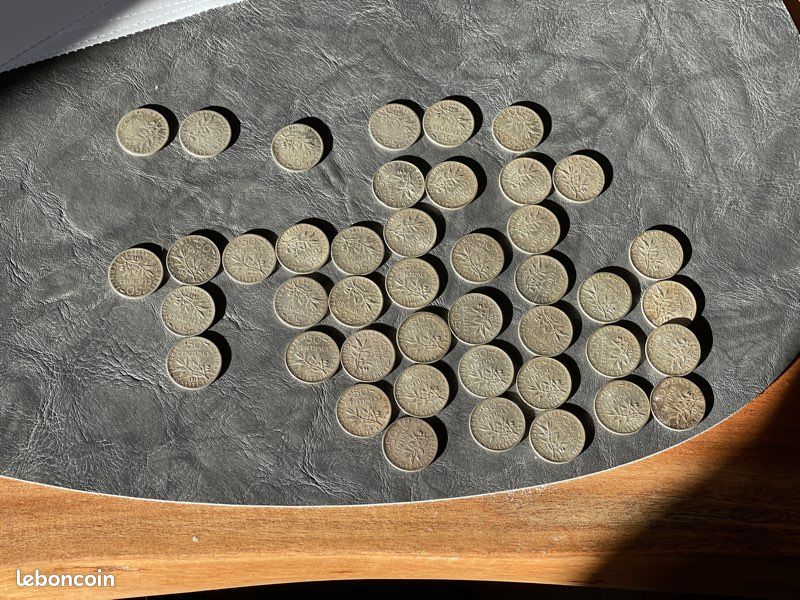 Lot 43 pièces monnaie argent depuis 1899 50 centimes semeuses - 1