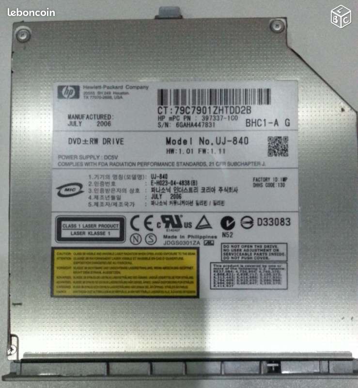 Graveur DVD HP UJ-840 pour PC portable - 1