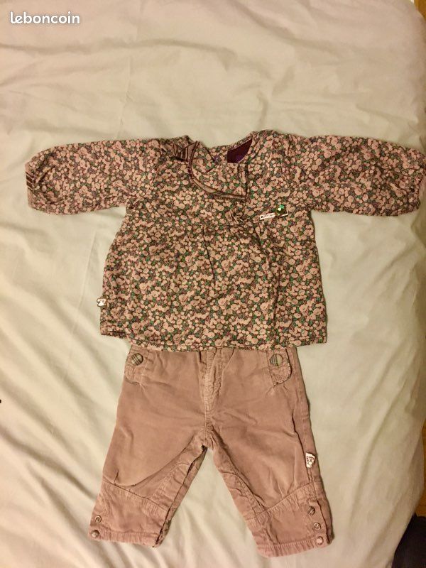 6 - Ensemble fille 9 mois Pantalon + blouse - 1
